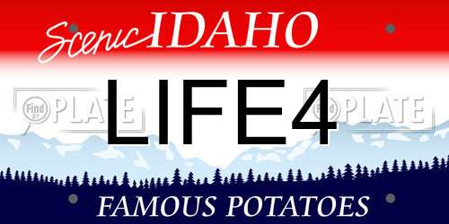 LIFE4 Idaho License Plate