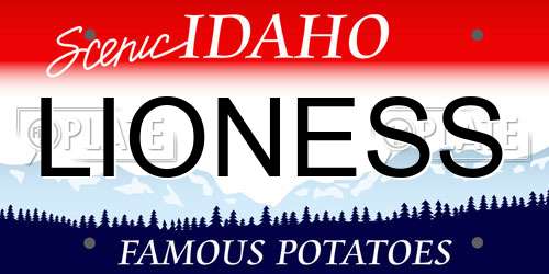 LIONESS Idaho License Plate