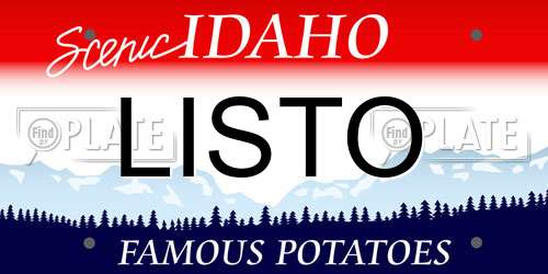 LISTO Idaho License Plate