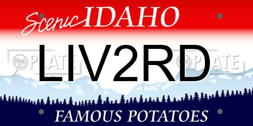 LIV2RD Idaho License Plate