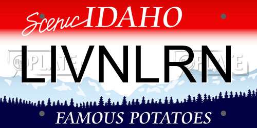 LIVNLRN Idaho License Plate