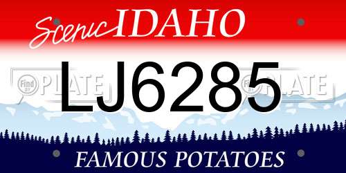 LJ6285 Idaho License Plate
