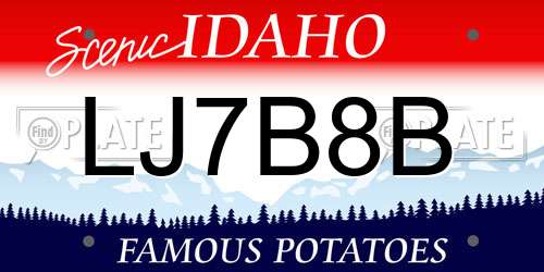 LJ7B8B Idaho License Plate