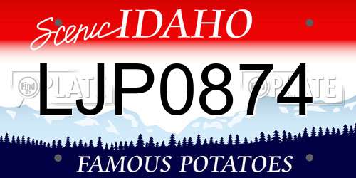 LJP0874 Idaho License Plate