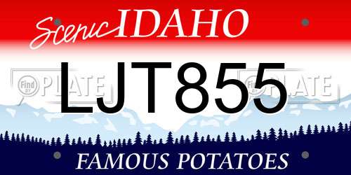 LJT855 Idaho License Plate