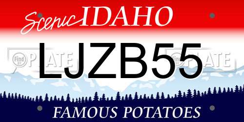 LJZB55 Idaho License Plate