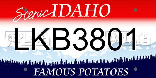 LKB3801 Idaho License Plate