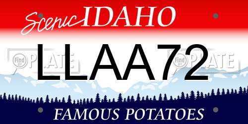 LLAA72 Idaho License Plate