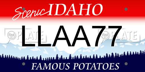 LLAA77 Idaho License Plate