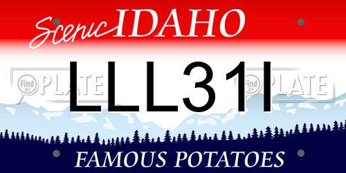 LLL31I Idaho License Plate