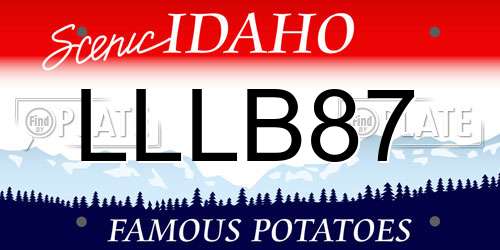 LLLB87 Idaho License Plate