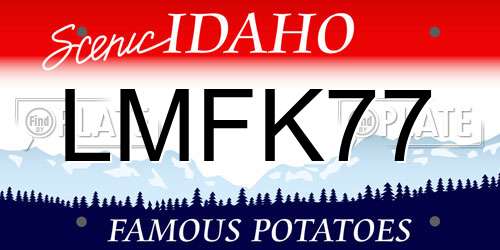 LMFK77 Idaho License Plate