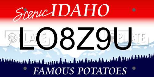 LO8Z9U Idaho License Plate