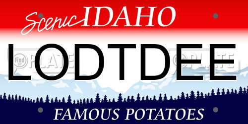 LODTDEE Idaho License Plate