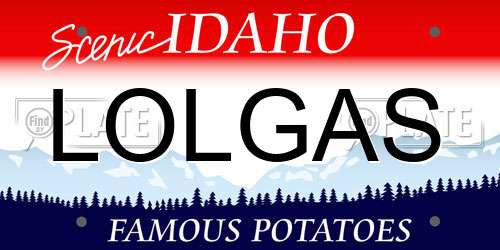 LOLGAS Idaho License Plate