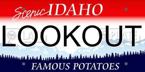 LOOKOUT Idaho License Plate