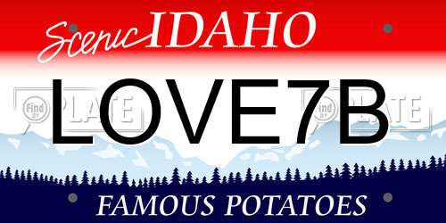 LOVE7B Idaho License Plate