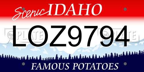 LOZ9794 Idaho License Plate