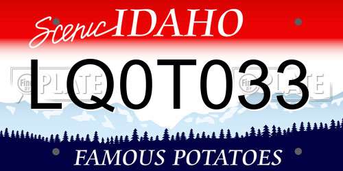 LQ0T033 Idaho License Plate
