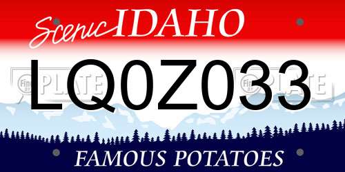 LQ0Z033 Idaho License Plate
