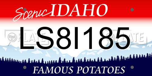 LS8I185 Idaho License Plate