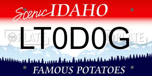 LT0D0G Idaho License Plate