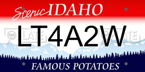 LT4A2W Idaho License Plate