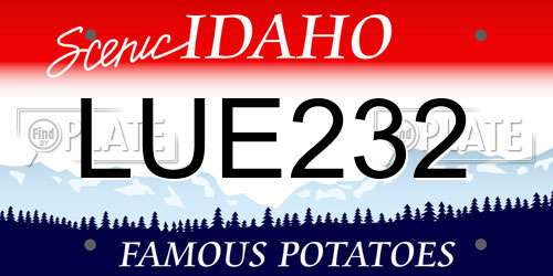 LUE232 Idaho License Plate