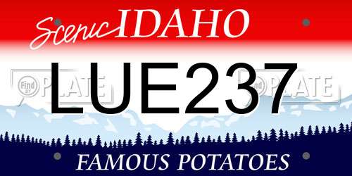 LUE237 Idaho License Plate