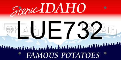 LUE732 Idaho License Plate