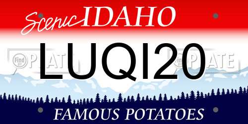 LUQI20 Idaho License Plate
