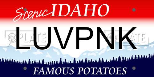 LUVPNK Idaho License Plate