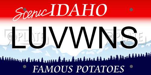 LUVWNS Idaho License Plate