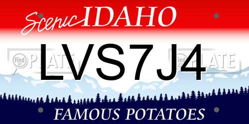 LVS7J4 Idaho License Plate