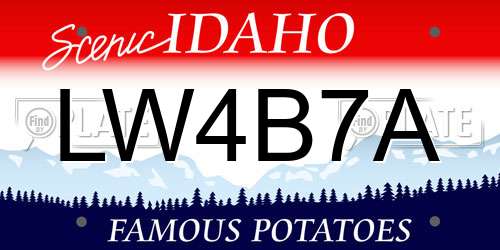 LW4B7A Idaho License Plate