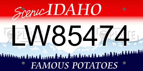 LW85474 Idaho License Plate
