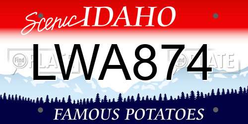 LWA874 Idaho License Plate