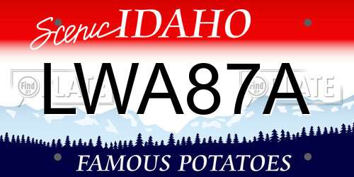 LWA87A Idaho License Plate