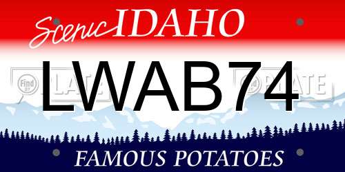 LWAB74 Idaho License Plate