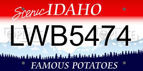 LWB5474 Idaho License Plate