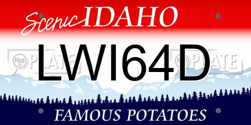 LWI64D Idaho License Plate