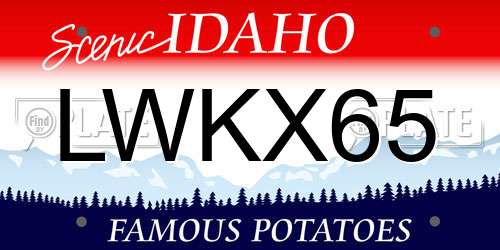 LWKX65 Idaho License Plate