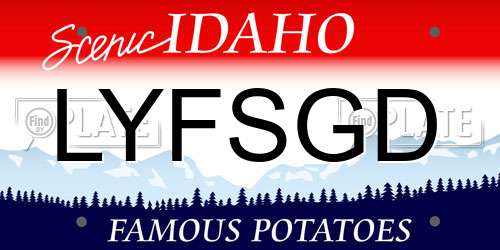 LYFSGD Idaho License Plate