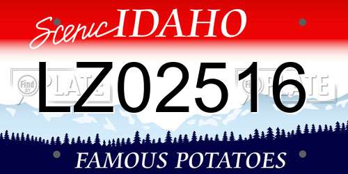 LZ02516 Idaho License Plate