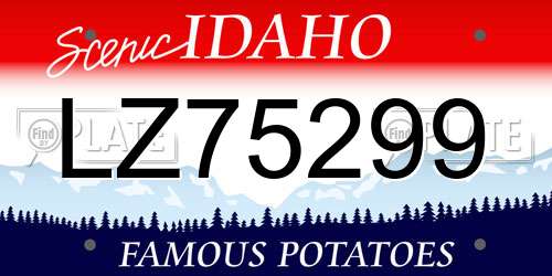 LZ75299 Idaho License Plate