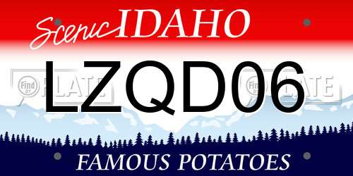LZQD06 Idaho License Plate