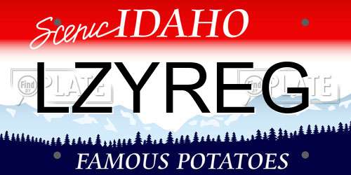 LZYREG Idaho License Plate