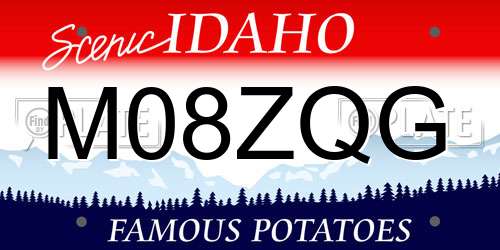 M08ZQG Idaho License Plate