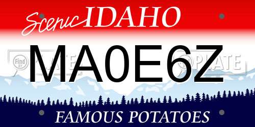 MA0E6Z Idaho License Plate