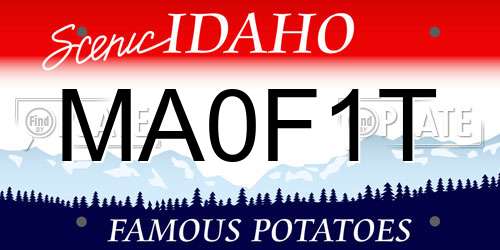 MA0F1T Idaho License Plate